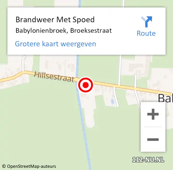 Locatie op kaart van de 112 melding: Brandweer Met Spoed Naar Babylonienbroek, Broeksestraat op 6 september 2016 11:55