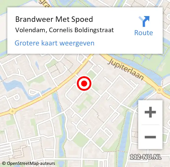 Locatie op kaart van de 112 melding: Brandweer Met Spoed Naar Volendam, Cornelis Boldingstraat op 6 september 2016 11:57