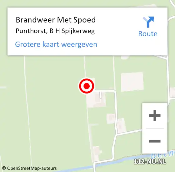 Locatie op kaart van de 112 melding: Brandweer Met Spoed Naar Punthorst, B H Spijkerweg op 6 september 2016 12:06