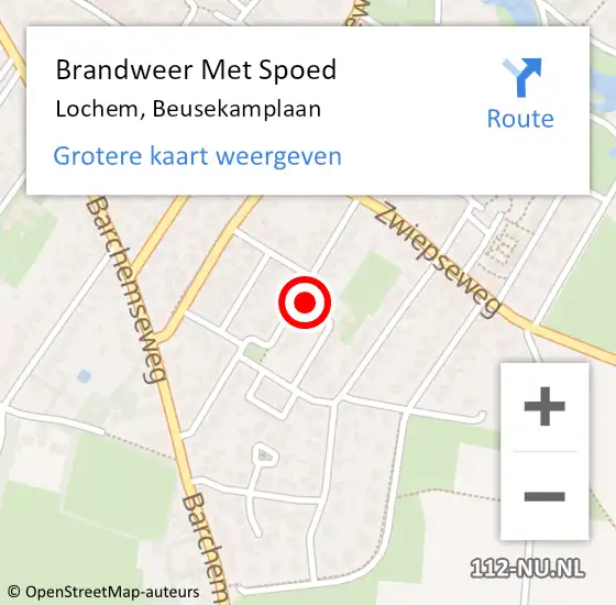 Locatie op kaart van de 112 melding: Brandweer Met Spoed Naar Lochem, Beusekamplaan op 6 september 2016 12:12