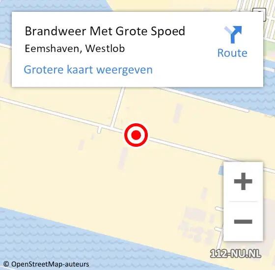 Locatie op kaart van de 112 melding: Brandweer Met Grote Spoed Naar Eemshaven, Westlob op 6 september 2016 12:15