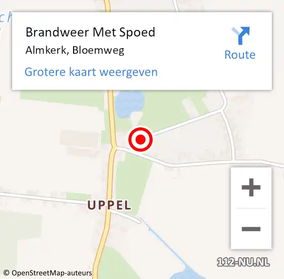 Locatie op kaart van de 112 melding: Brandweer Met Spoed Naar Almkerk, Bloemweg op 6 september 2016 12:44