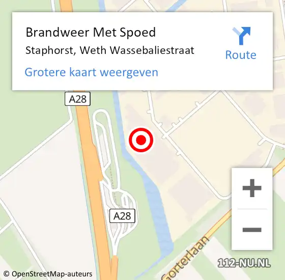 Locatie op kaart van de 112 melding: Brandweer Met Spoed Naar Staphorst, Weth Wassebaliestraat op 6 september 2016 12:56