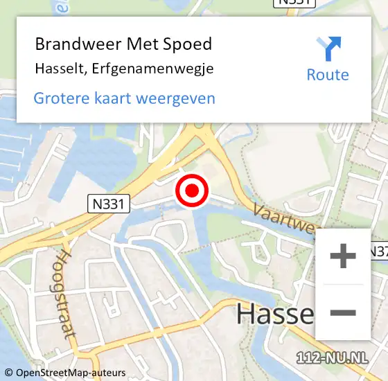 Locatie op kaart van de 112 melding: Brandweer Met Spoed Naar Hasselt, Erfgenamenwegje op 6 september 2016 13:33