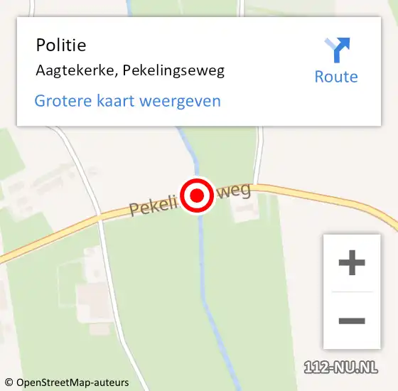 Locatie op kaart van de 112 melding: Politie Aagtekerke, Pekelingseweg op 6 september 2016 13:55