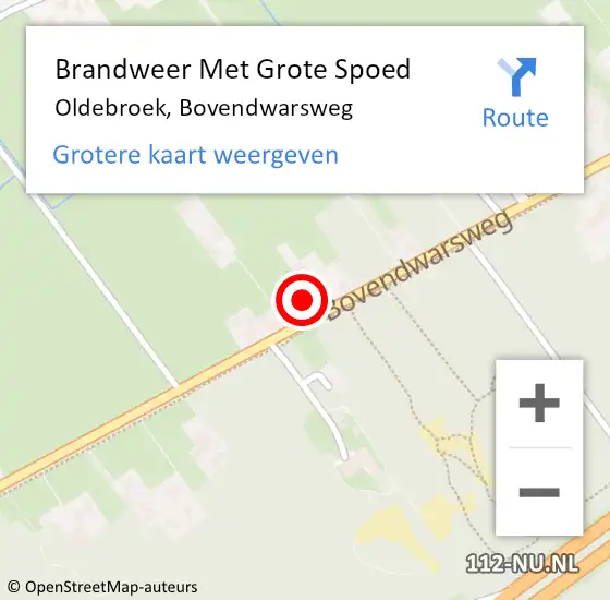 Locatie op kaart van de 112 melding: Brandweer Met Grote Spoed Naar Oldebroek, Bovendwarsweg op 6 september 2016 14:02