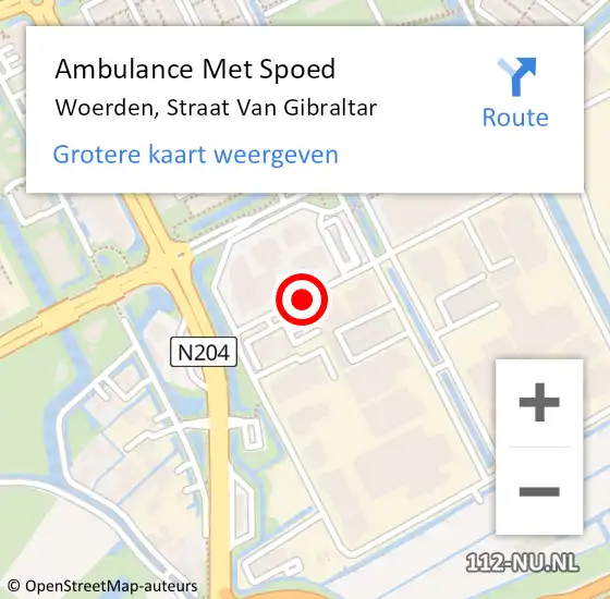 Locatie op kaart van de 112 melding: Ambulance Met Spoed Naar Woerden, Straat Van Gibraltar op 6 september 2016 14:11