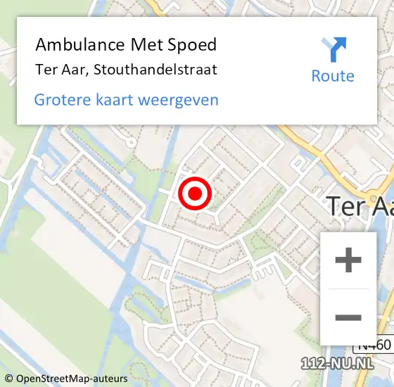 Locatie op kaart van de 112 melding: Ambulance Met Spoed Naar Ter Aar, Stouthandelstraat op 6 september 2016 14:11