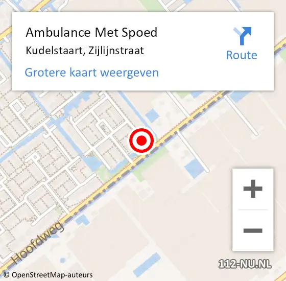 Locatie op kaart van de 112 melding: Ambulance Met Spoed Naar Kudelstaart, Zijlijnstraat op 6 september 2016 14:39