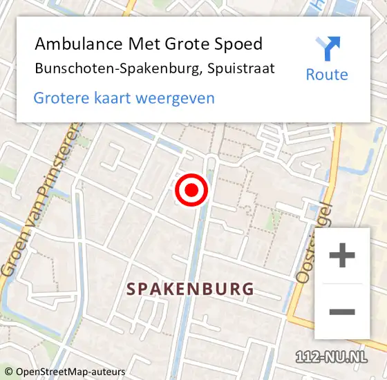 Locatie op kaart van de 112 melding: Ambulance Met Grote Spoed Naar Bunschoten-Spakenburg, Spuistraat op 6 september 2016 16:25