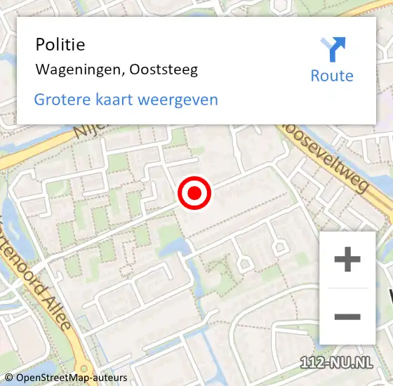 Locatie op kaart van de 112 melding: Politie Wageningen, Ooststeeg op 6 september 2016 16:28