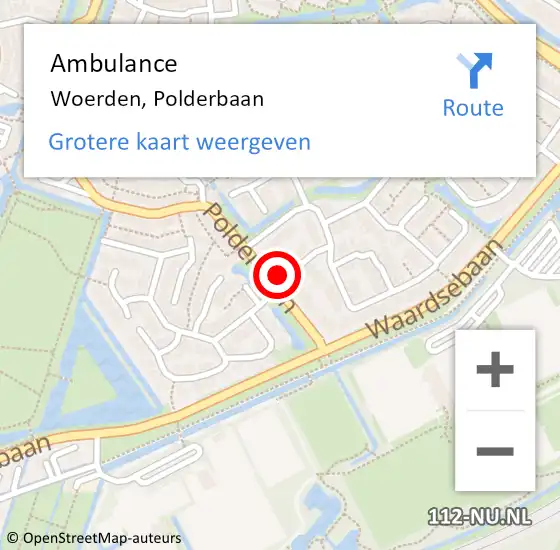 Locatie op kaart van de 112 melding: Ambulance Woerden, Polderbaan op 26 december 2013 12:08