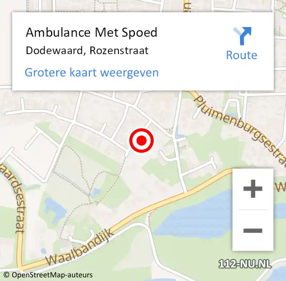 Locatie op kaart van de 112 melding: Ambulance Met Spoed Naar Dodewaard, Rozenstraat op 6 september 2016 17:06