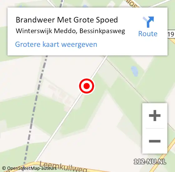 Locatie op kaart van de 112 melding: Brandweer Met Grote Spoed Naar Winterswijk Meddo, Bessinkpasweg op 6 september 2016 17:16