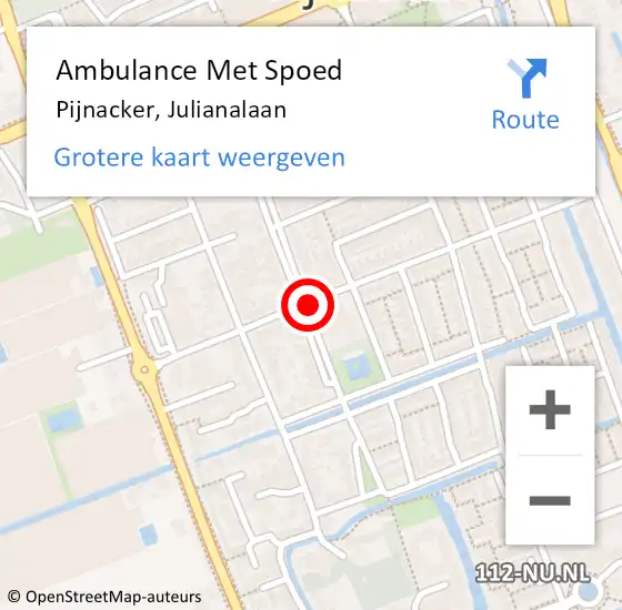 Locatie op kaart van de 112 melding: Ambulance Met Spoed Naar Pijnacker, Julianalaan op 6 september 2016 17:34