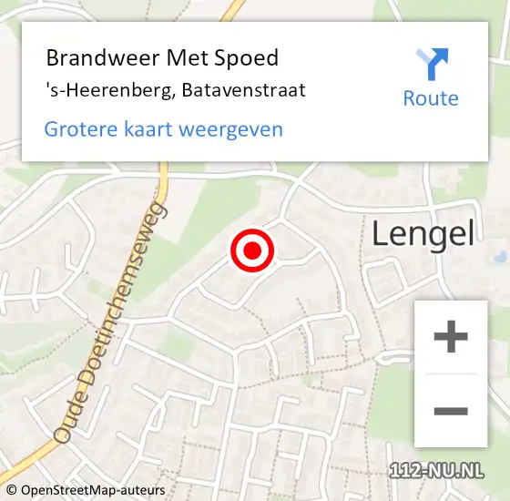 Locatie op kaart van de 112 melding: Brandweer Met Spoed Naar 's-Heerenberg, Batavenstraat op 6 september 2016 18:19