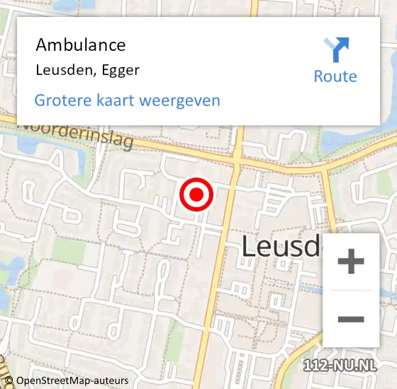 Locatie op kaart van de 112 melding: Ambulance Leusden, Egger op 6 september 2016 18:21