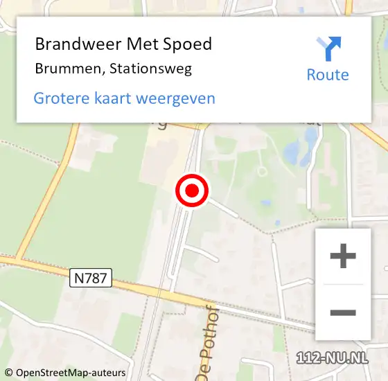 Locatie op kaart van de 112 melding: Brandweer Met Spoed Naar Brummen, Stationsweg op 6 september 2016 18:51