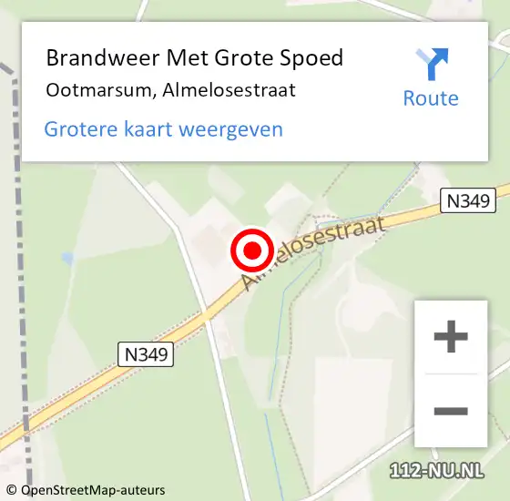 Locatie op kaart van de 112 melding: Brandweer Met Grote Spoed Naar Ootmarsum, Almelosestraat op 6 september 2016 19:43