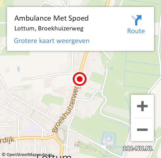 Locatie op kaart van de 112 melding: Ambulance Met Spoed Naar Lottum, Broekhuizerweg op 26 december 2013 12:25