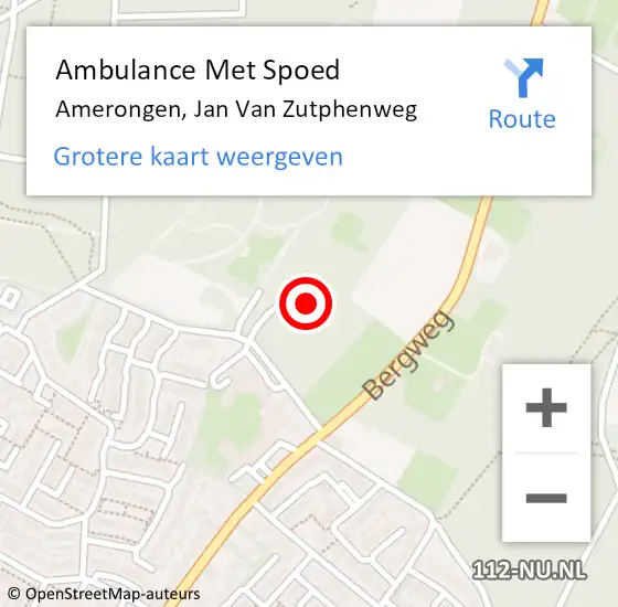 Locatie op kaart van de 112 melding: Ambulance Met Spoed Naar Amerongen, Jan Van Zutphenweg op 6 september 2016 20:12