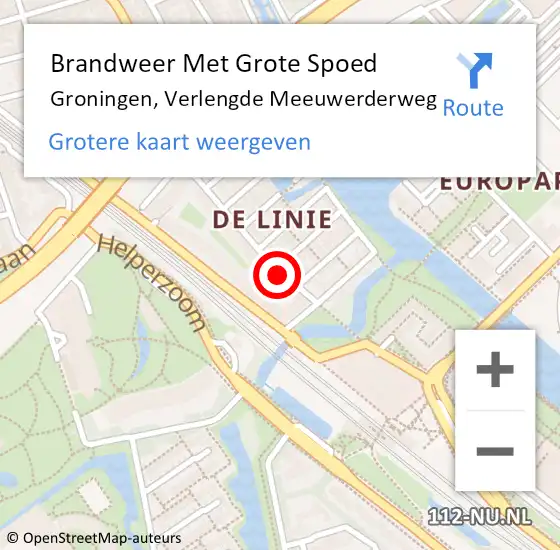 Locatie op kaart van de 112 melding: Brandweer Met Grote Spoed Naar Groningen, Verlengde Meeuwerderweg op 6 september 2016 20:21