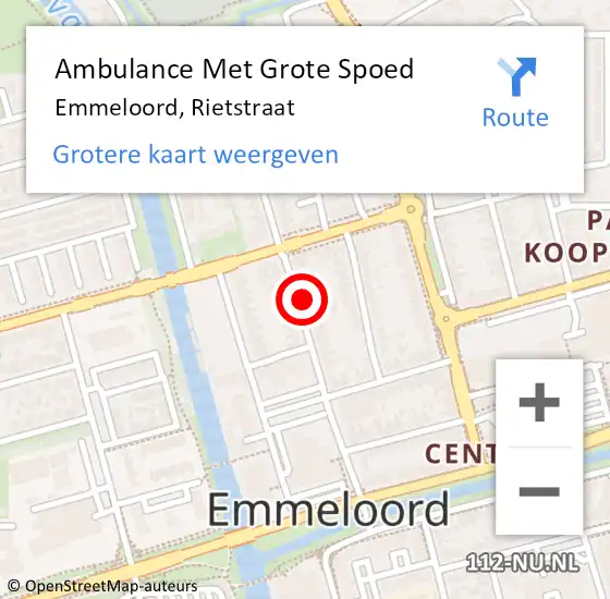 Locatie op kaart van de 112 melding: Ambulance Met Grote Spoed Naar Emmeloord, Rietstraat op 6 september 2016 23:22