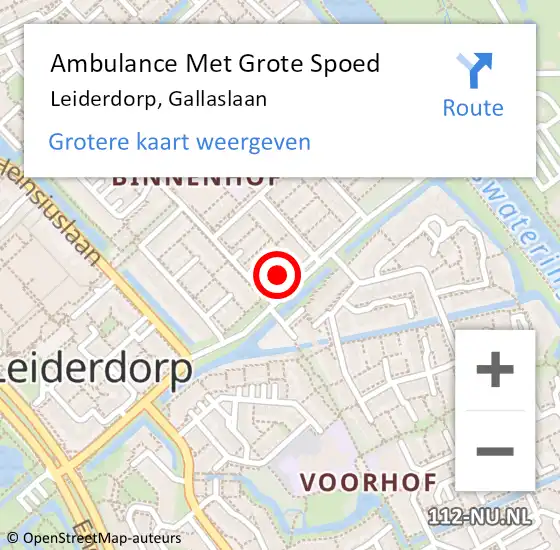 Locatie op kaart van de 112 melding: Ambulance Met Grote Spoed Naar Leiderdorp, Gallaslaan op 6 september 2016 23:23