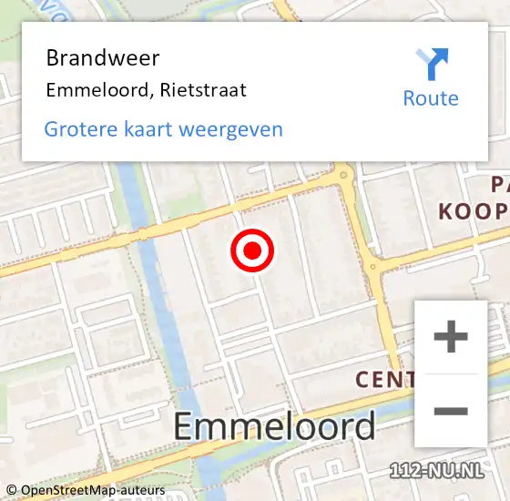 Locatie op kaart van de 112 melding: Brandweer Emmeloord, Rietstraat op 6 september 2016 23:27