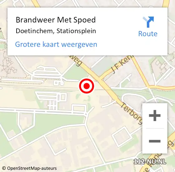 Locatie op kaart van de 112 melding: Brandweer Met Spoed Naar Doetinchem, Stationsplein op 7 september 2016 00:06