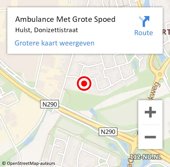 Locatie op kaart van de 112 melding: Ambulance Met Grote Spoed Naar Hulst, Donizettistraat op 26 december 2013 12:47