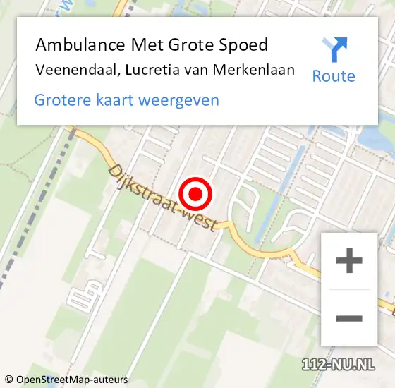 Locatie op kaart van de 112 melding: Ambulance Met Grote Spoed Naar Veenendaal, Lucretia van Merkenlaan op 7 september 2016 02:53