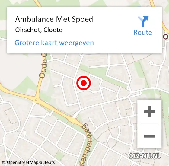 Locatie op kaart van de 112 melding: Ambulance Met Spoed Naar Oirschot, Cloete op 7 september 2016 03:32