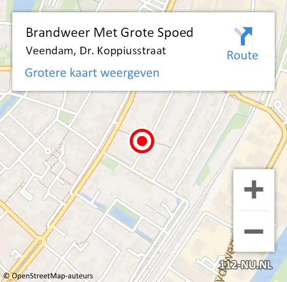 Locatie op kaart van de 112 melding: Brandweer Met Grote Spoed Naar Veendam, Dr. Koppiusstraat op 7 september 2016 04:16