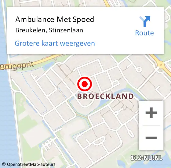 Locatie op kaart van de 112 melding: Ambulance Met Spoed Naar Breukelen, Stinzenlaan op 7 september 2016 07:54