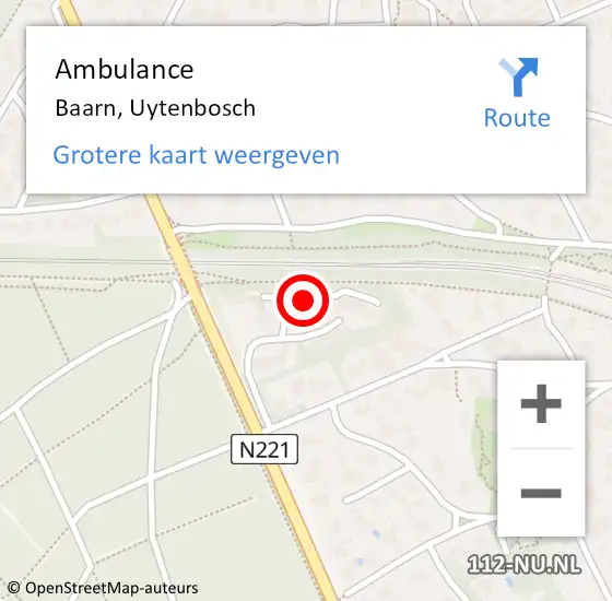 Locatie op kaart van de 112 melding: Ambulance Baarn, Uytenbosch op 7 september 2016 08:01