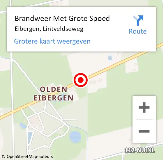 Locatie op kaart van de 112 melding: Brandweer Met Grote Spoed Naar Eibergen, Lintveldseweg op 7 september 2016 08:06