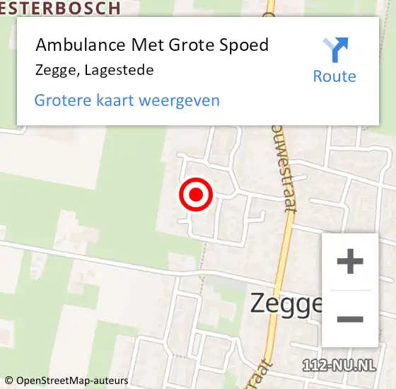 Locatie op kaart van de 112 melding: Ambulance Met Grote Spoed Naar Zegge, Lagestede op 7 september 2016 08:18