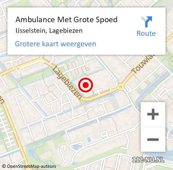 Locatie op kaart van de 112 melding: Ambulance Met Grote Spoed Naar IJsselstein, Lagebiezen op 7 september 2016 08:44