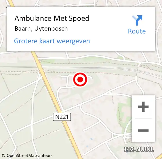 Locatie op kaart van de 112 melding: Ambulance Met Spoed Naar Baarn, Uytenbosch op 7 september 2016 09:04