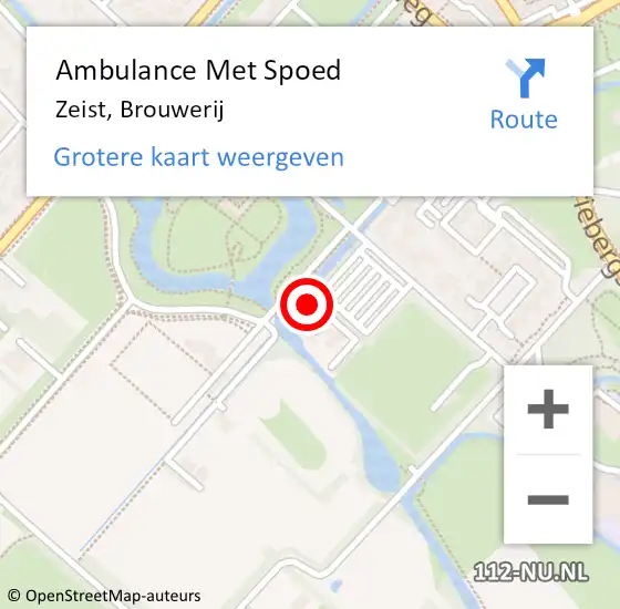 Locatie op kaart van de 112 melding: Ambulance Met Spoed Naar Zeist, Brouwerij op 7 september 2016 09:15