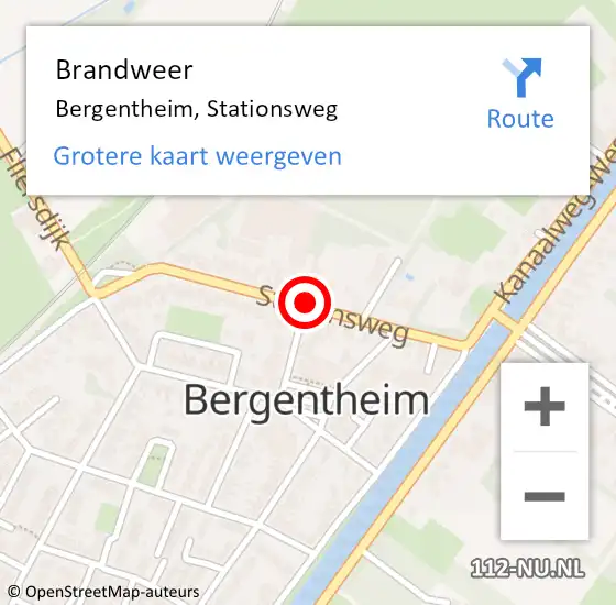 Locatie op kaart van de 112 melding: Brandweer Bergentheim, Stationsweg op 7 september 2016 09:24