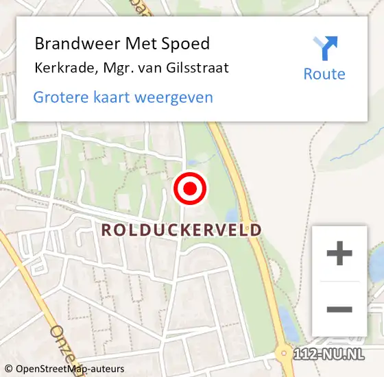 Locatie op kaart van de 112 melding: Brandweer Met Spoed Naar Kerkrade, Mgr. van Gilsstraat op 7 september 2016 09:27