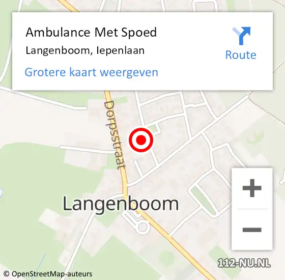 Locatie op kaart van de 112 melding: Ambulance Met Spoed Naar Langenboom, Iepenlaan op 7 september 2016 10:24