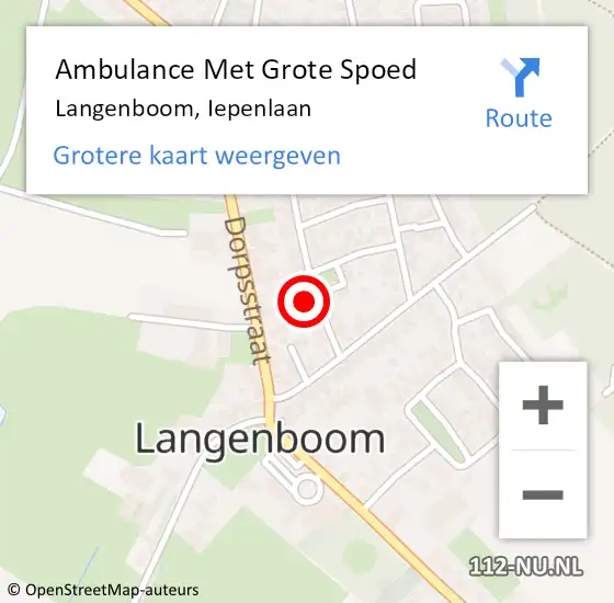 Locatie op kaart van de 112 melding: Ambulance Met Grote Spoed Naar Langenboom, Iepenlaan op 7 september 2016 10:54