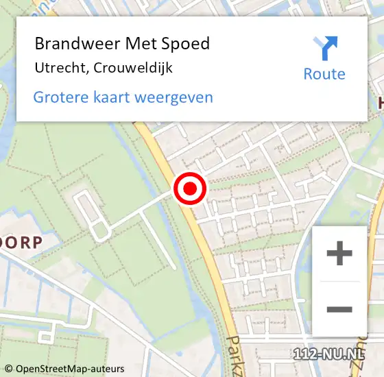 Locatie op kaart van de 112 melding: Brandweer Met Spoed Naar Utrecht, Crouweldijk op 7 september 2016 11:11