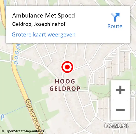 Locatie op kaart van de 112 melding: Ambulance Met Spoed Naar Geldrop, Josephinehof op 7 september 2016 11:56