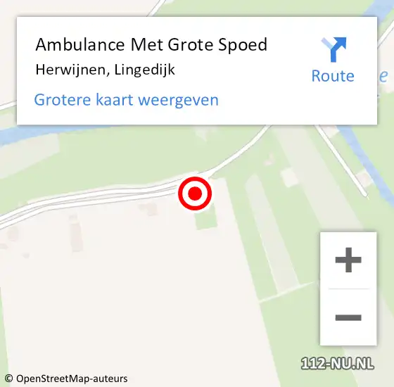 Locatie op kaart van de 112 melding: Ambulance Met Grote Spoed Naar Herwijnen, Lingedijk op 7 september 2016 12:05