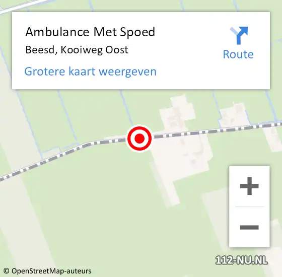 Locatie op kaart van de 112 melding: Ambulance Met Spoed Naar Beesd, Kooiweg Oost op 7 september 2016 12:23