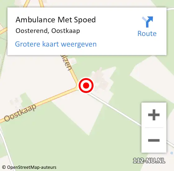 Locatie op kaart van de 112 melding: Ambulance Met Spoed Naar Oosterend, Oostkaap op 7 september 2016 13:08